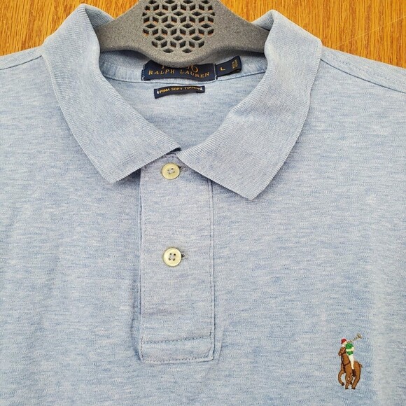 Polo Ralph Lauren Polo Shirt Size Large Blue Pima Soft Touch Colorful Logo - Picture 11 of 16